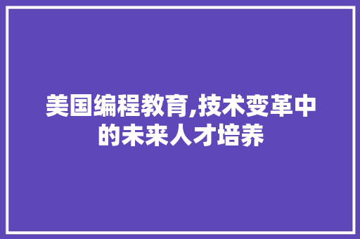 美国编程教育,技术变革中的未来人才培养