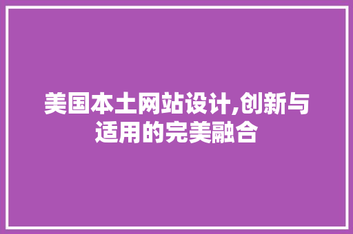 美国本土网站设计,创新与适用的完美融合