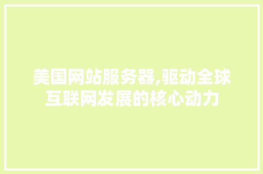 美国网站服务器,驱动全球互联网发展的核心动力