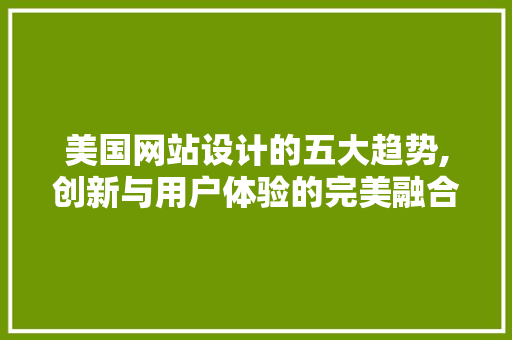 美国网站设计的五大趋势,创新与用户体验的完美融合