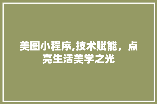 美图小程序,技术赋能，点亮生活美学之光