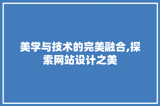美学与技术的完美融合,探索网站设计之美
