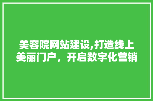 美容院网站建设,打造线上美丽门户，开启数字化营销新篇章