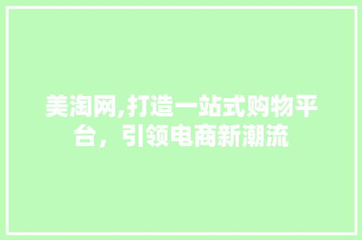 美淘网,打造一站式购物平台，引领电商新潮流