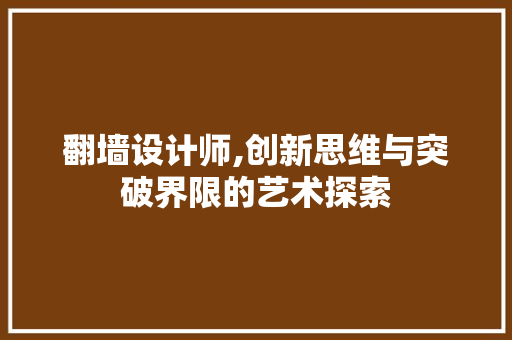 翻墙设计师,创新思维与突破界限的艺术探索
