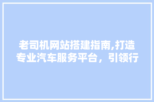 老司机网站搭建指南,打造专业汽车服务平台，引领行业新风尚