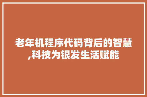 老年机程序代码背后的智慧,科技为银发生活赋能 老年机程序代码背后的智慧,科技为银发生活赋能 搜狗SEO