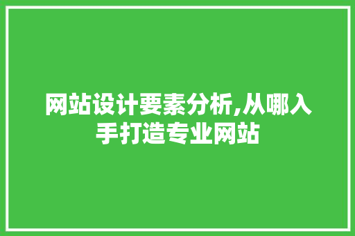 网站设计要素分析,从哪入手打造专业网站