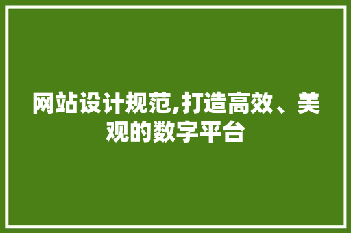 网站设计规范,打造高效、美观的数字平台