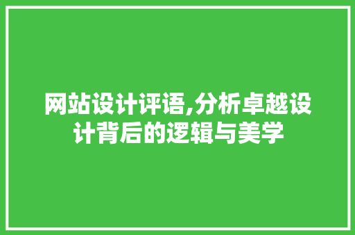 网站设计评语,分析卓越设计背后的逻辑与美学
