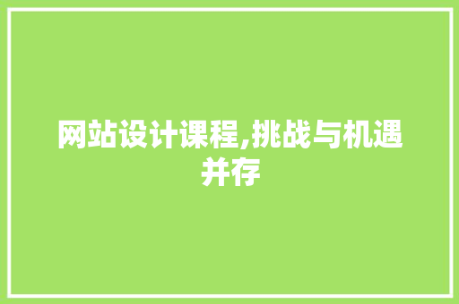 网站设计课程,挑战与机遇并存
