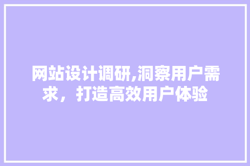 网站设计调研,洞察用户需求，打造高效用户体验