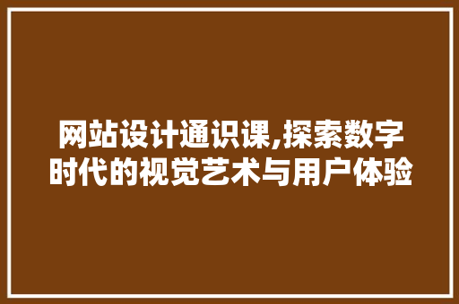 网站设计通识课,探索数字时代的视觉艺术与用户体验