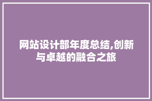 网站设计部年度总结,创新与卓越的融合之旅