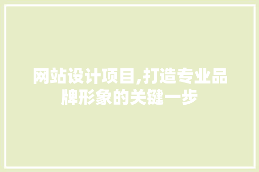 网站设计项目,打造专业品牌形象的关键一步 网站设计项目,打造专业品牌形象的关键一步 神马SEO