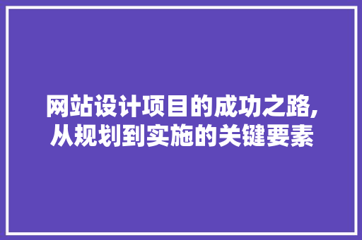网站设计项目的成功之路,从规划到实施的关键要素