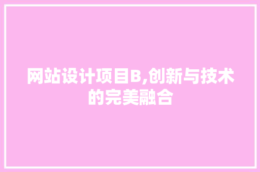 网站设计项目B,创新与技术的完美融合