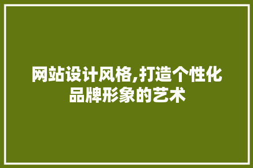 网站设计风格,打造个性化品牌形象的艺术