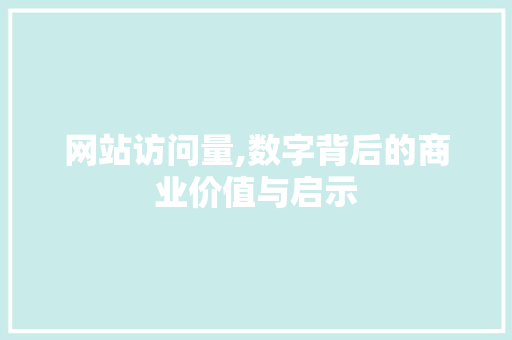 网站访问量,数字背后的商业价值与启示