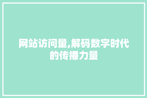 网站访问量,解码数字时代的传播力量