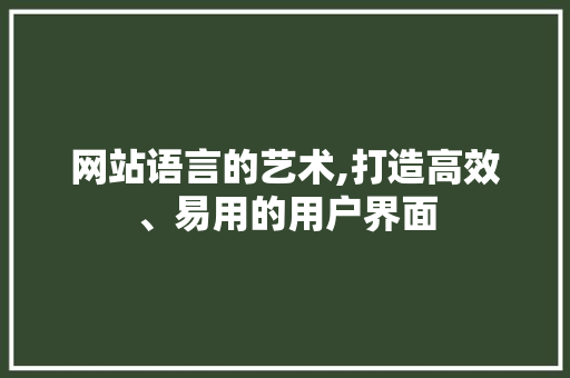 网站语言的艺术,打造高效、易用的用户界面