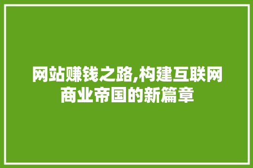 网站赚钱之路,构建互联网商业帝国的新篇章