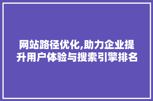 网站路径优化,助力企业提升用户体验与搜索引擎排名