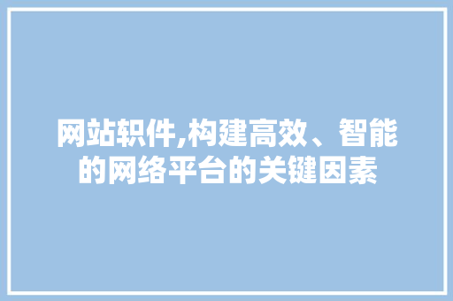 网站轵件,构建高效、智能的网络平台的关键因素