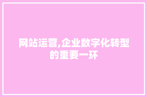 网站运营,企业数字化转型的重要一环