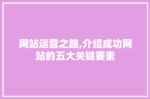 网站运营之路,介绍成功网站的五大关键要素