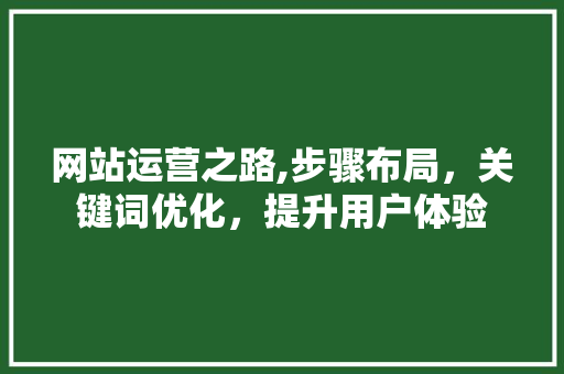 网站运营之路,步骤布局，关键词优化，提升用户体验