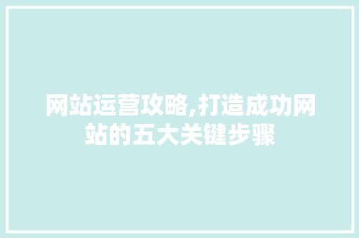网站运营攻略,打造成功网站的五大关键步骤