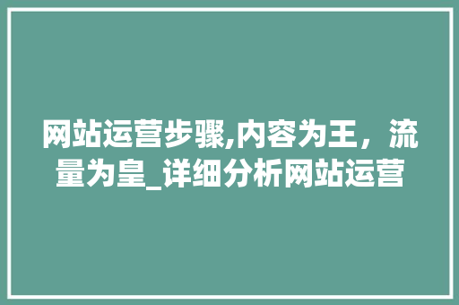网站运营步骤,内容为王，流量为皇_详细分析网站运营之路