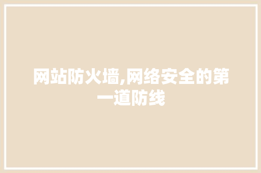 网站防火墙,网络安全的第一道防线