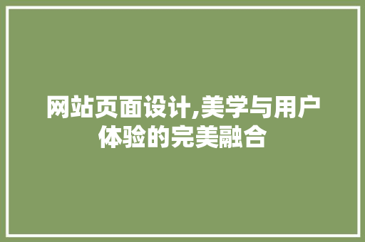 网站页面设计,美学与用户体验的完美融合