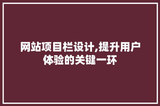 网站项目栏设计,提升用户体验的关键一环