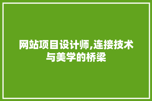 网站项目设计师,连接技术与美学的桥梁