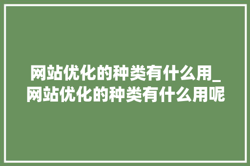 网站优化的种类有什么用_网站优化的种类有什么用呢。 网站优化的种类有什么用_网站优化的种类有什么用呢。 搜狗SEO
