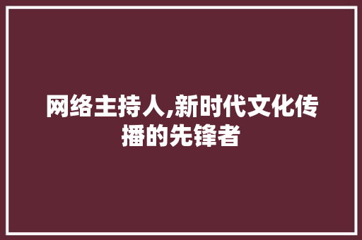 网络主持人,新时代文化传播的先锋者