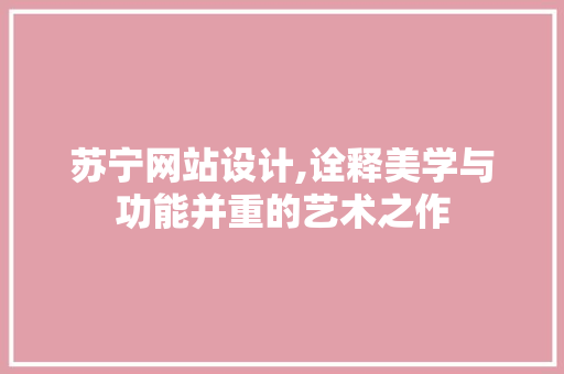 苏宁网站设计,诠释美学与功能并重的艺术之作