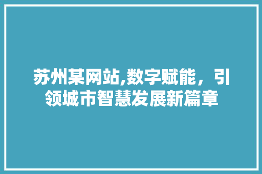 苏州某网站,数字赋能，引领城市智慧发展新篇章 苏州某网站,数字赋能，引领城市智慧发展新篇章 网站建设公司
