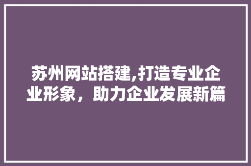 苏州网站搭建,打造专业企业形象，助力企业发展新篇章