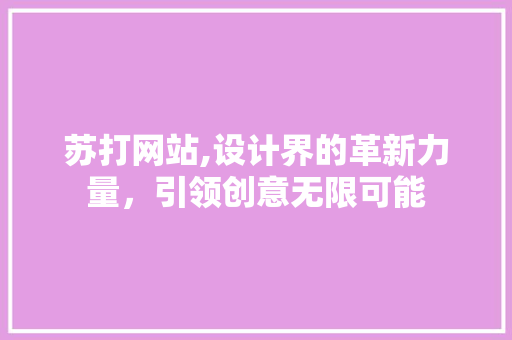 苏打网站,设计界的革新力量，引领创意无限可能