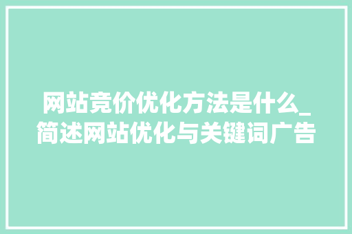 网站竞价优化方法是什么_简述网站优化与关键词广告竞价排名的异同。 网站竞价优化方法是什么_简述网站优化与关键词广告竞价排名的异同。 搜狗SEO