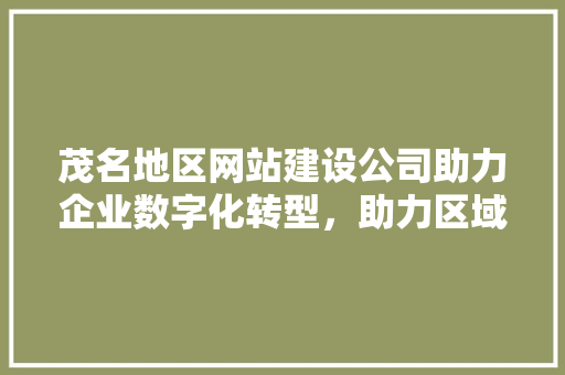 茂名地区网站建设公司助力企业数字化转型，助力区域经济发展