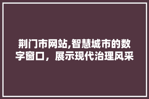 荆门市网站,智慧城市的数字窗口，展示现代治理风采