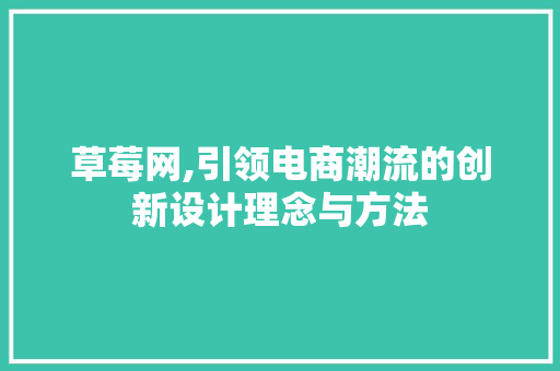 草莓网,引领电商潮流的创新设计理念与方法