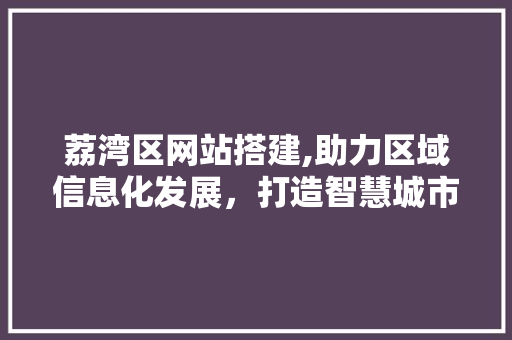 荔湾区网站搭建,助力区域信息化发展，打造智慧城市新标杆