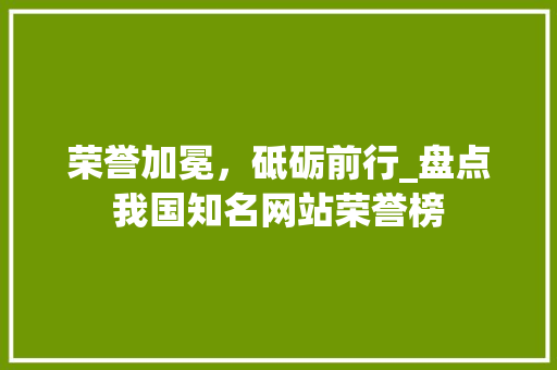 荣誉加冕，砥砺前行_盘点我国知名网站荣誉榜
