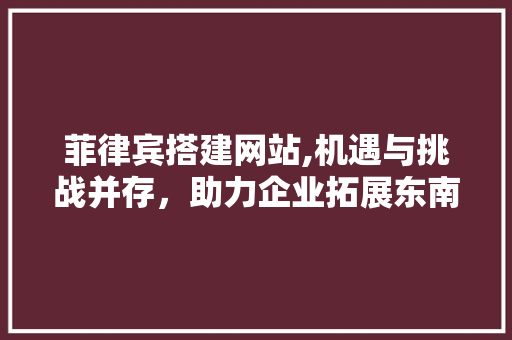 菲律宾搭建网站,机遇与挑战并存，助力企业拓展东南亚市场 菲律宾搭建网站,机遇与挑战并存，助力企业拓展东南亚市场 网站建设公司
